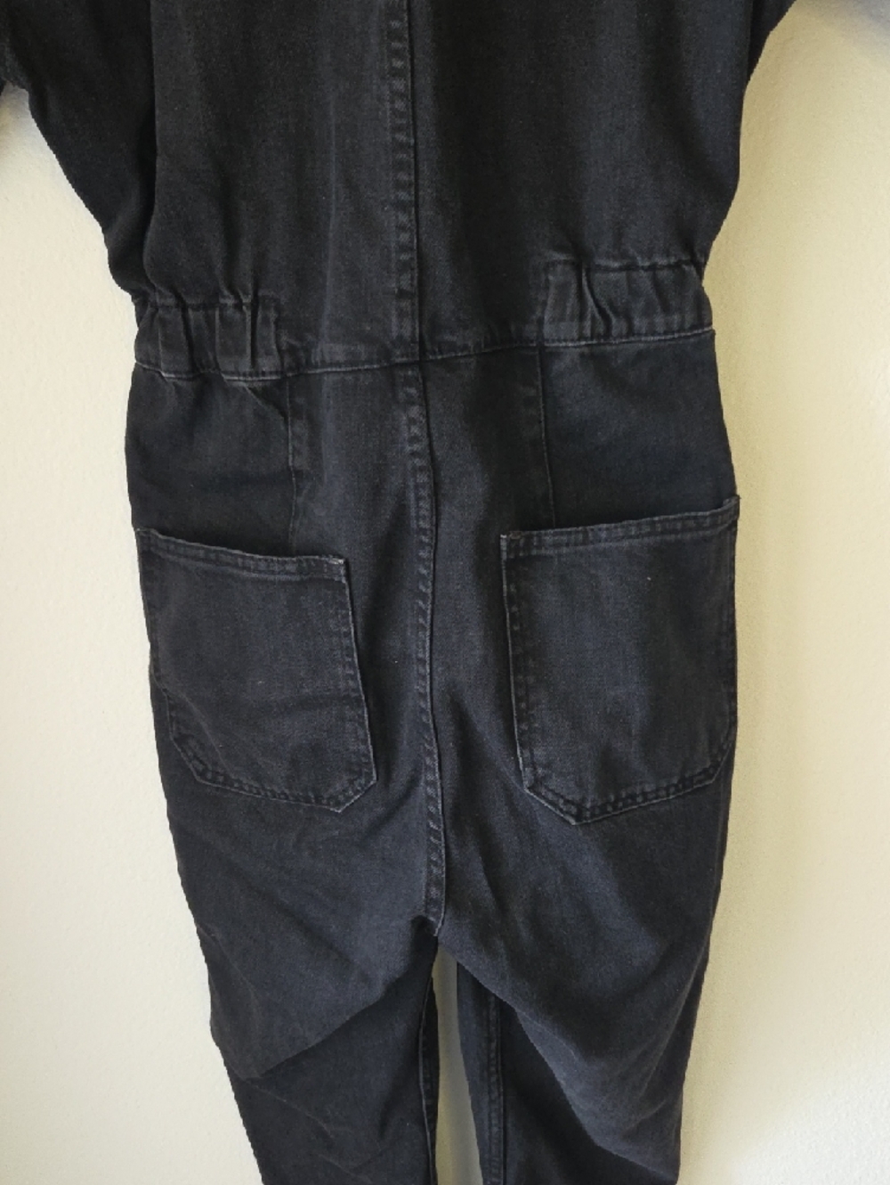 We The Free Marci Denim Black Short-Sleeve Utility Jumpsuit Sz XS 100% Cotton - Picture 11 of 16